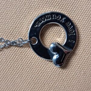 I Love You More Silvertone Pendant Chain Necklace 18"